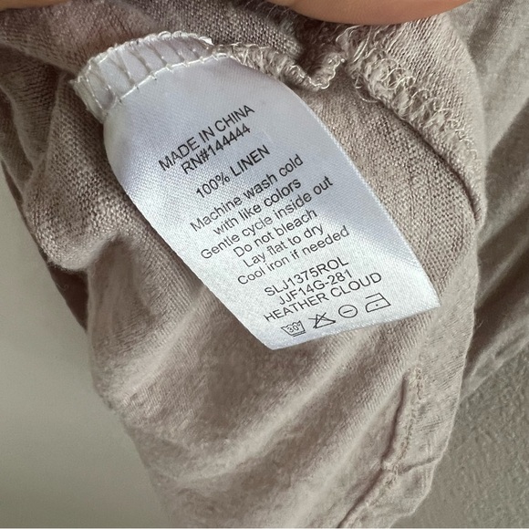 Joe's 100% Linen Cream Tan Classic Tee T-Shirt Heather Cloud Medium - Picture 6 of 6